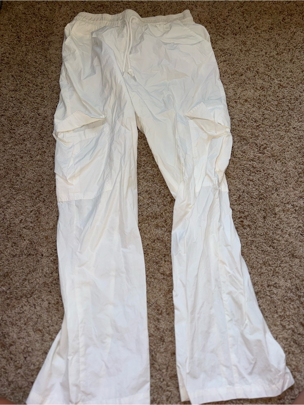 Princess Polly White Elastic Waist Cargo Pants